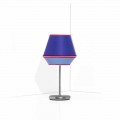 Blue Table Lamp with Chromed Metal Structure Made in Italy - Soya