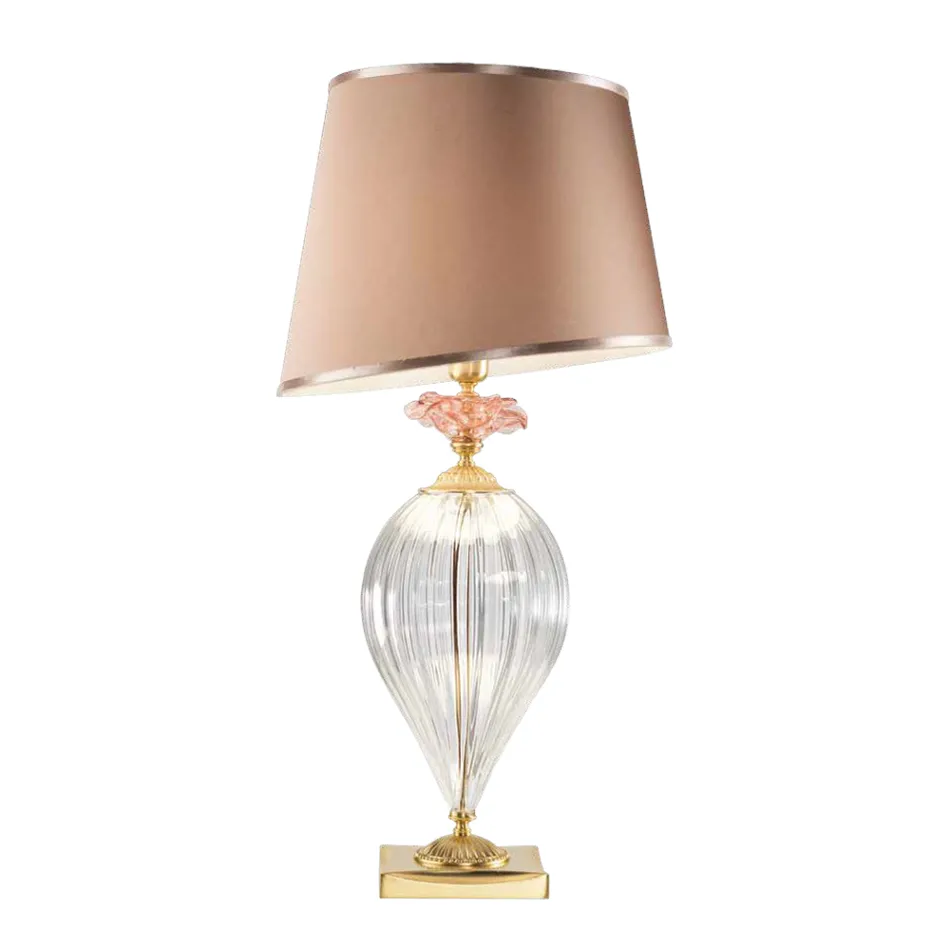 Classic Artisan Glass Table Lamp and Luxury Lampshade - Flanders Viadurini