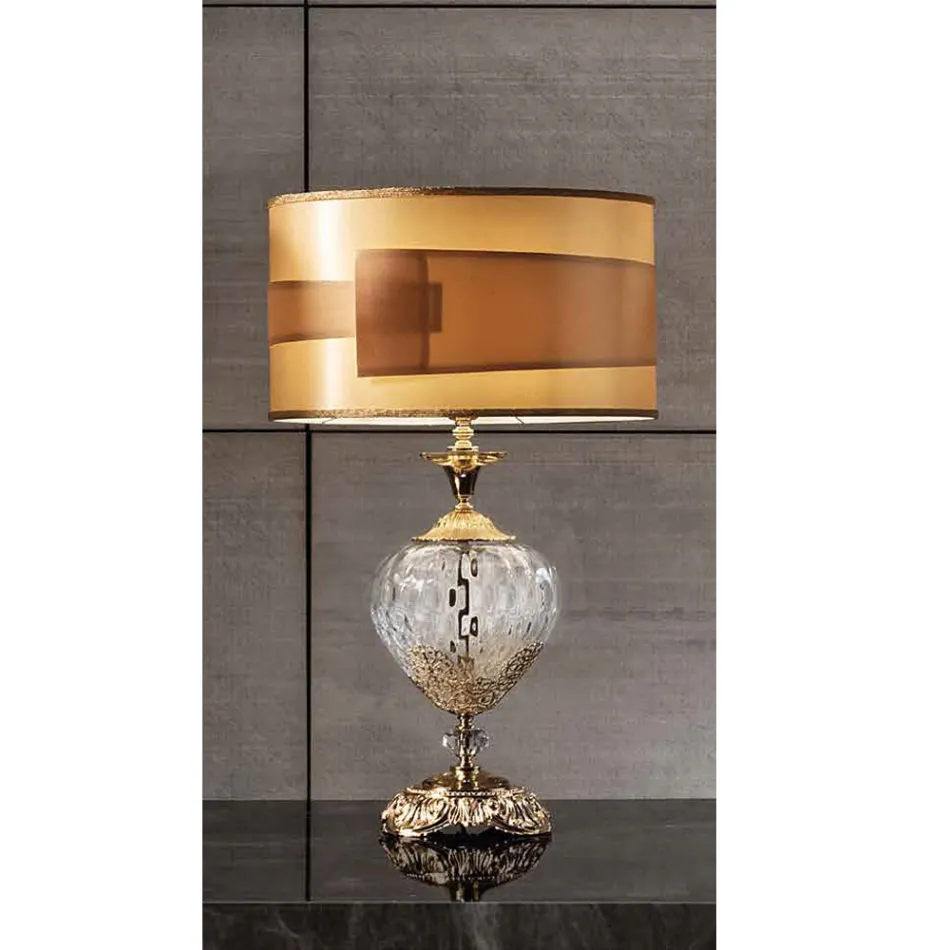 Classic Table Lamp Italian Handcrafted Glass and Crystals - Magrena Viadurini