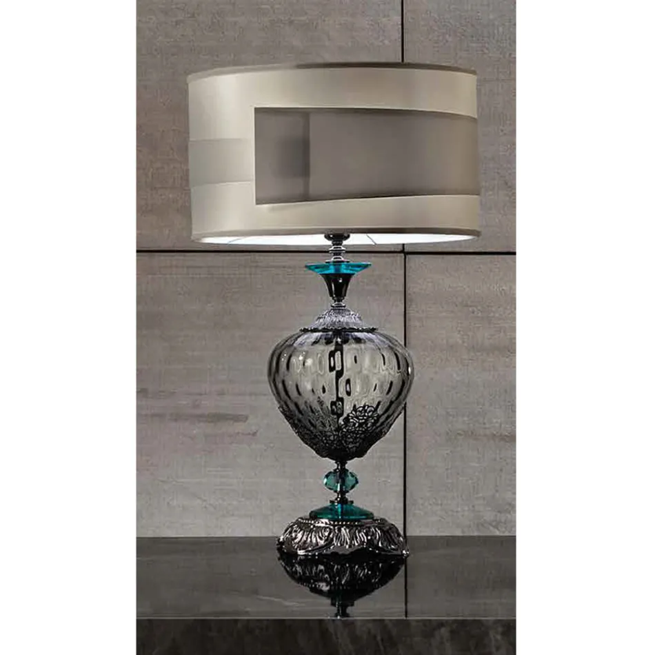 Classic Table Lamp Italian Handcrafted Glass and Crystals - Magrena Viadurini