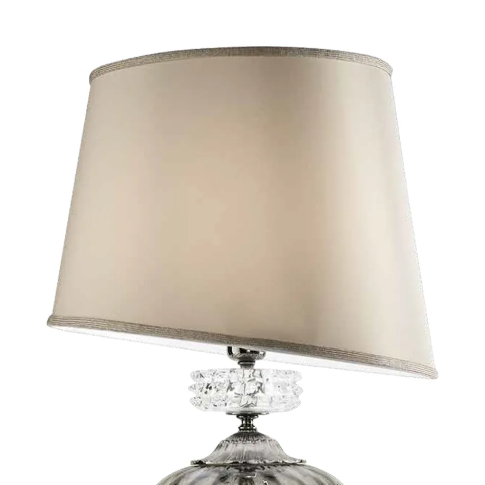 Classic Italian Artisan Glass Table Lamp and Lampshade - Saline Viadurini