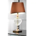 Classic Italian Artisan Glass Table Lamp and Lampshade - Saline Viadurini