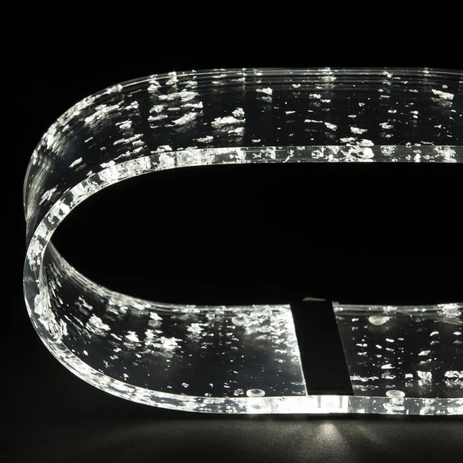 Acrylic Crystal Table Lamp and Gold, Silver or Copper Leaf - Gnassi Viadurini