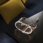 Acrylic Crystal Table Lamp and Gold, Silver or Copper Leaf - Gnassi Viadurini