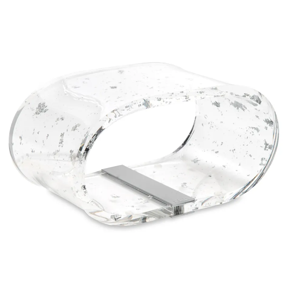 Acrylic Crystal Table Lamp and Gold, Silver or Copper Leaf - Gnassi Viadurini