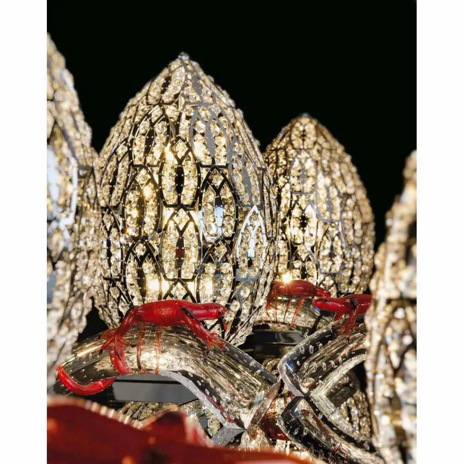 Design table lamp in crystal and steel shaped Egg Egg Viadurini