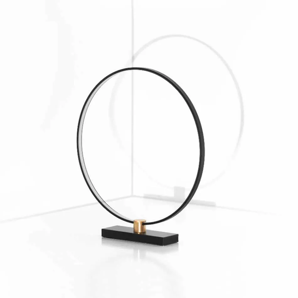 Design Table Lamp in Black Aluminium and Brass Made in Italy - Norma Viadurini
