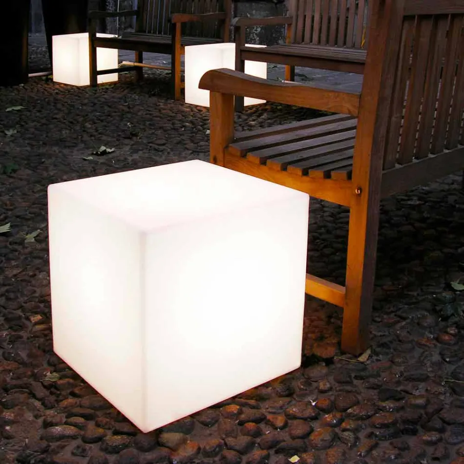 Table and floor lamp Slide White bright cube made in Italy Viadurini