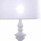 Table Lamp in White Ceramic and Linen Lampshade 2 Dimensions - Cadabra Viadurini