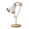 Table Lamp in Iron and Glass with Rose of Ceramic Decoration - Siena
