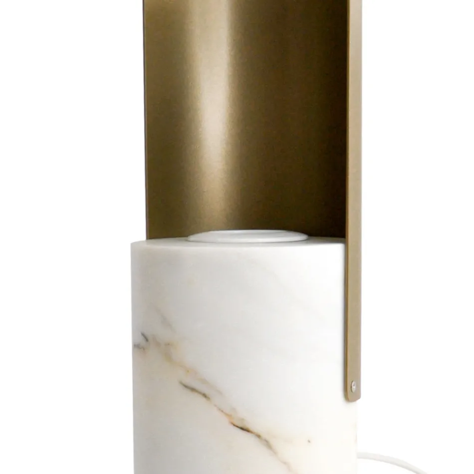 Table Lamp in Paonazzo Marble and Metal Made in Italy - Azumane Viadurini