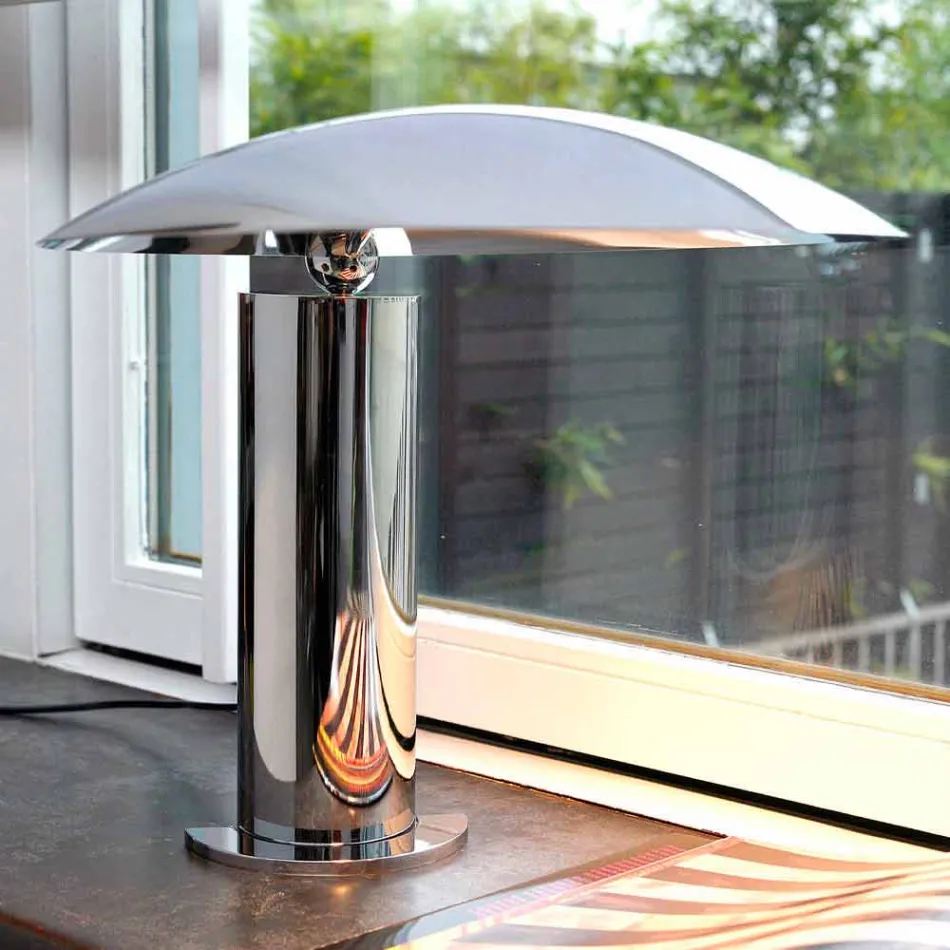 Table Lamp in Chrome or Black Metal with LED Made in Italy - Orlando Viadurini