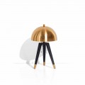 Table Lamp in Black Metal and Brushed Brass Made in Italy - Peter
