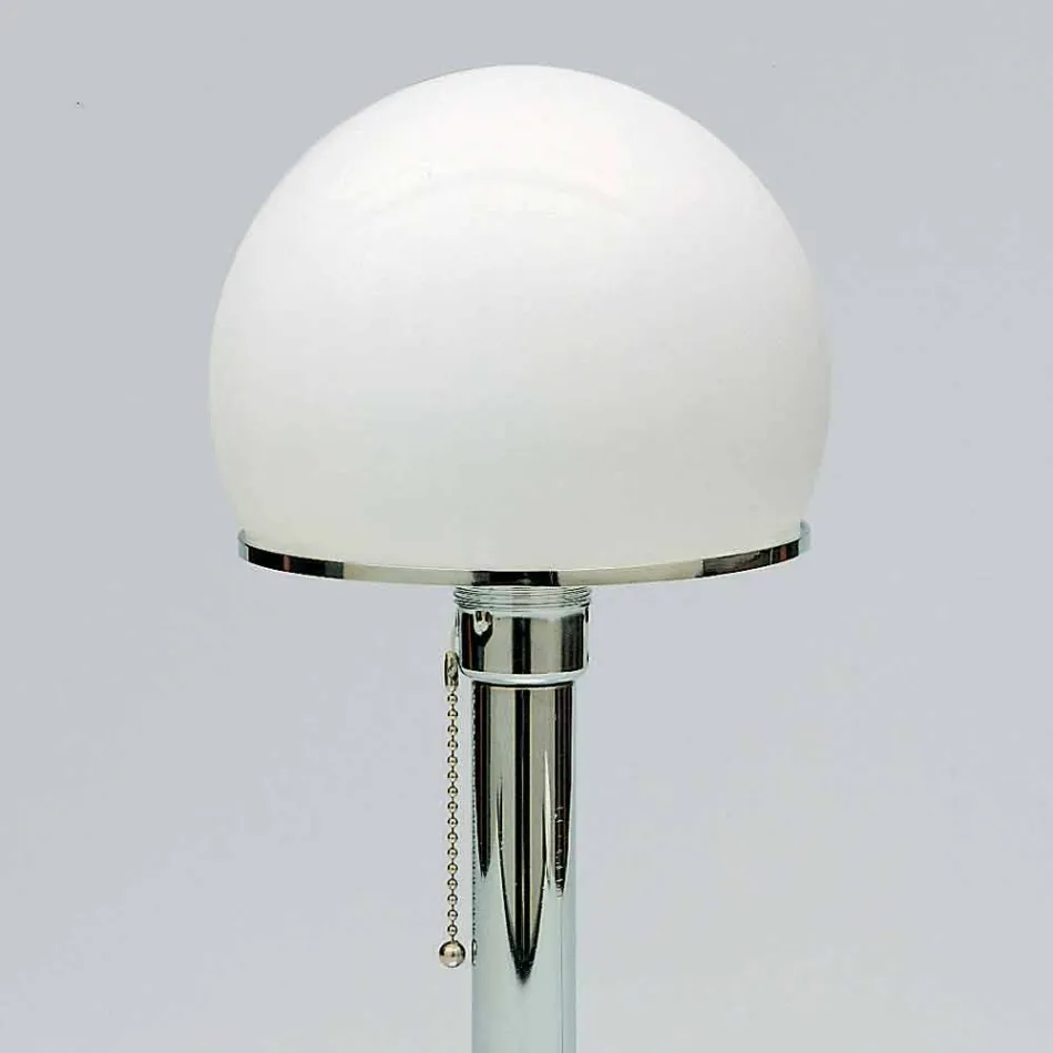 Table Lamp in Opaline with Chrome Structure Made in Italy - Toronto Viadurini