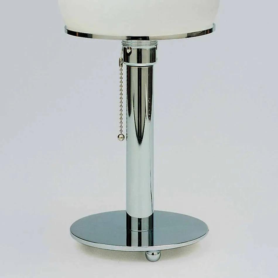 Table Lamp in Opaline with Chrome Structure Made in Italy - Toronto Viadurini