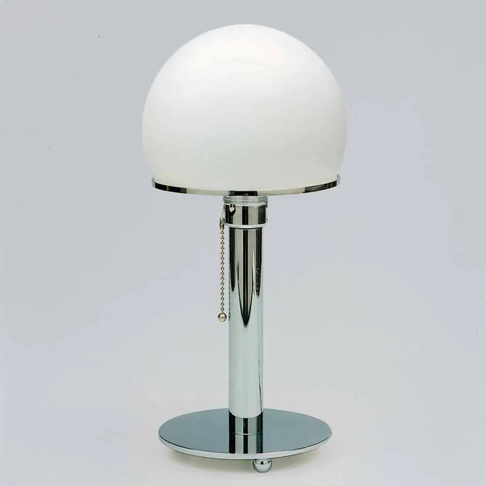 Table Lamp in Opaline with Chrome Structure Made in Italy - Toronto Viadurini