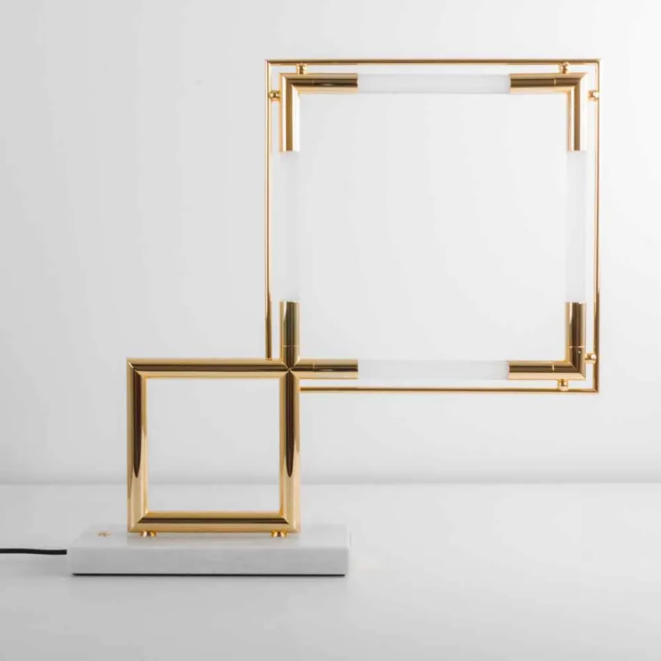 Table Lamp in Brass and Resin with Marble Base Made in Italy - Quizza Viadurini