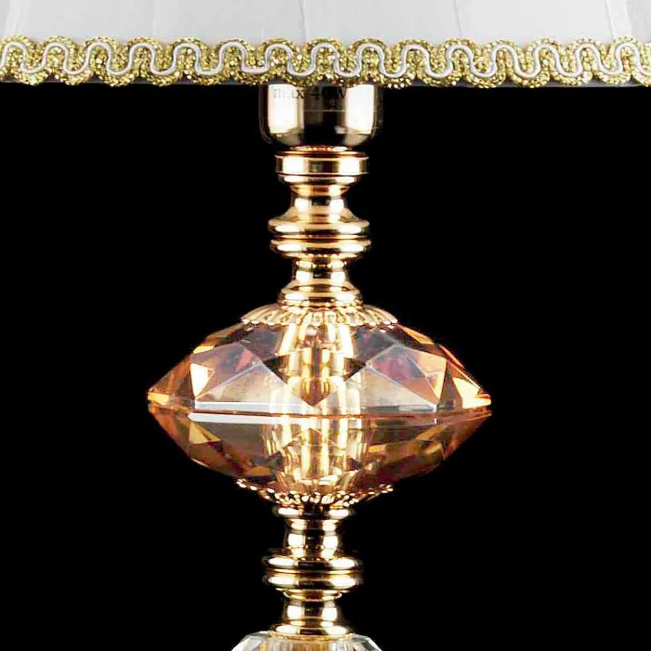 Glass table and crystal lamp Belle, made in Italy Viadurini