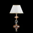 Glass table and crystal lamp Belle, made in Italy Viadurini