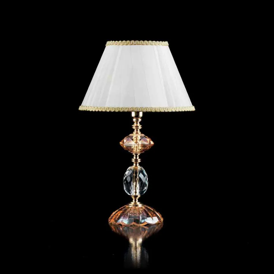 Glass table and crystal lamp Belle, made in Italy Viadurini