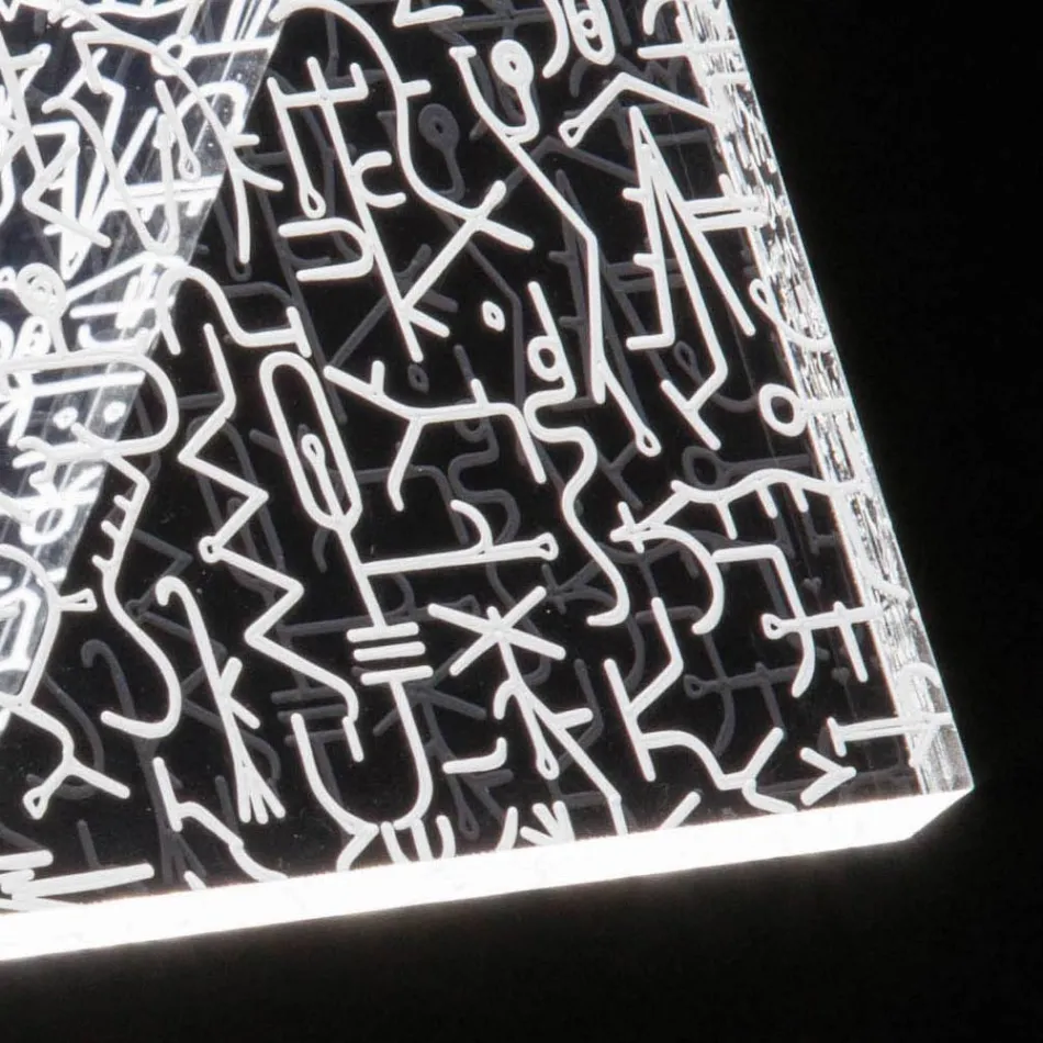 Table Lamp Led Crystal Acrylic Folded Laser Decor - Possett Viadurini