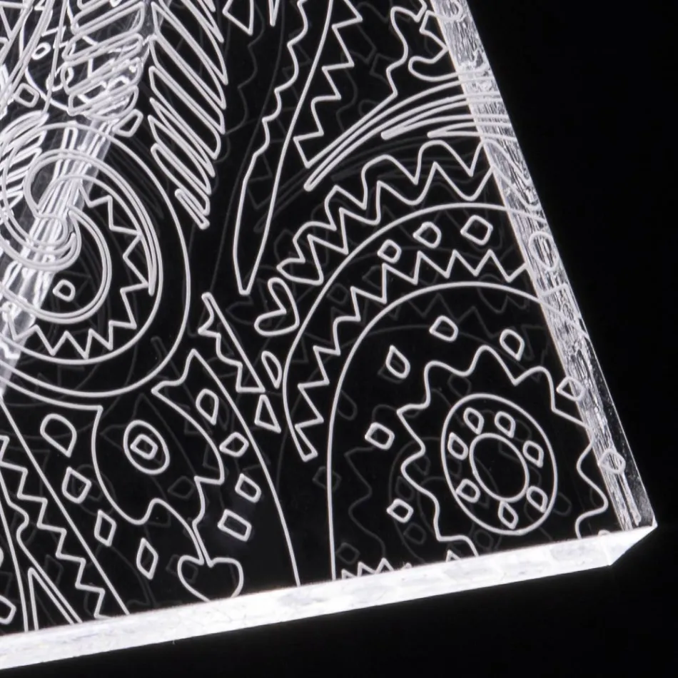 Table Lamp Led Crystal Acrylic Folded Laser Decor - Possett Viadurini