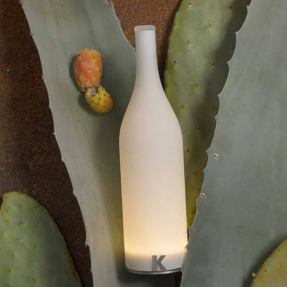 Led Table Lamp in White Frosted Glass Modern Design - Bottle Viadurini