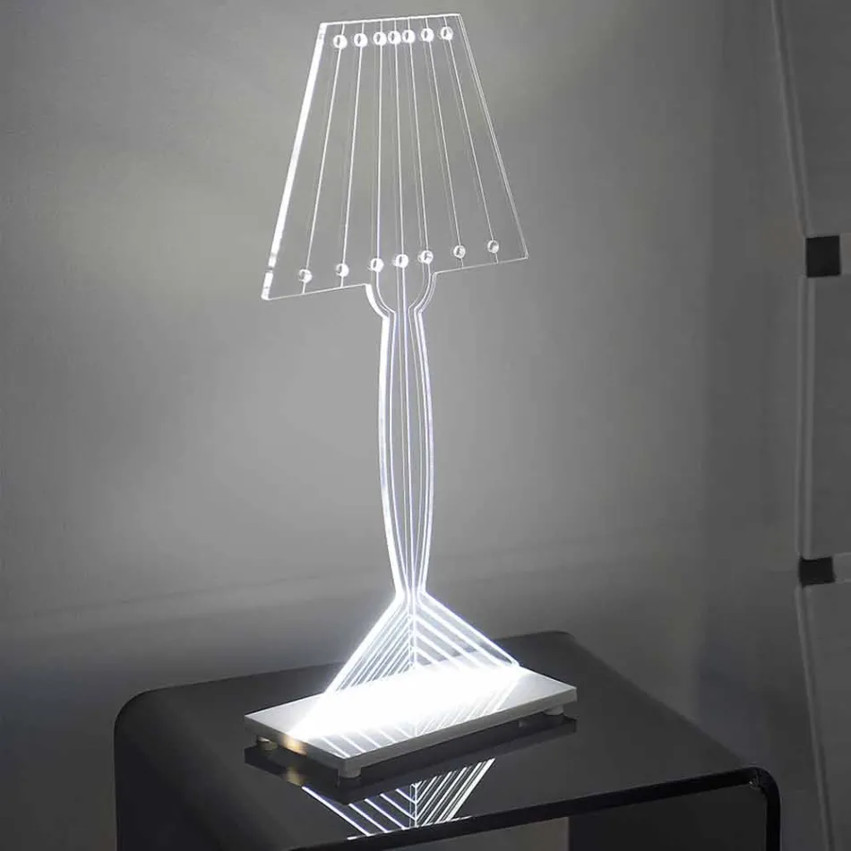 Shaped table lamp, Ferla plexiglass LED light Viadurini