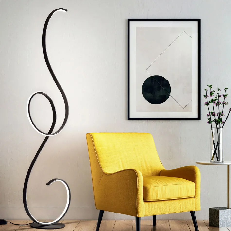 LED Floor Lamp with Design-Clack Painted Metal Structure Viadurini