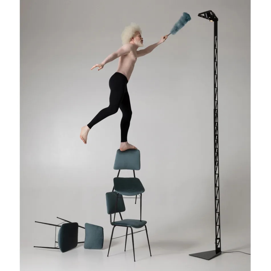 Extendable Floor Lamp Aluminium Matt Black Ladder Design - Watchful Viadurini