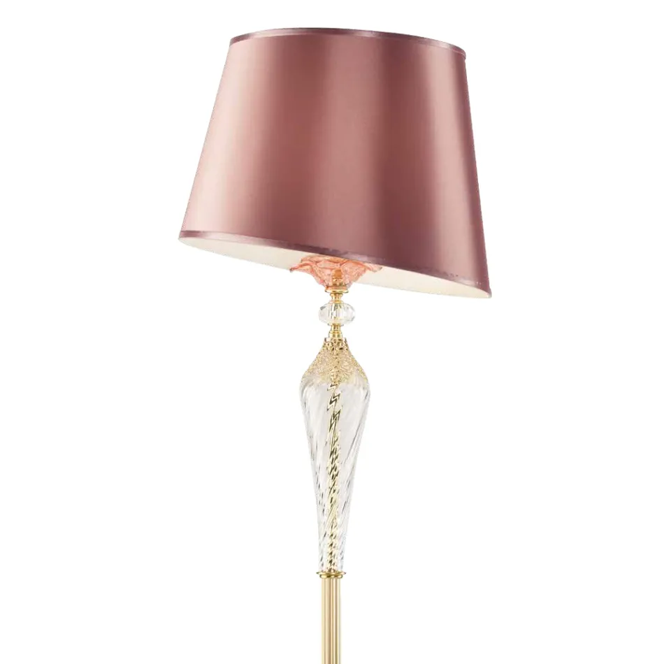 Classic Floor Lamp in Handcrafted Glass and Luxury Lampshade - Flanders Viadurini
