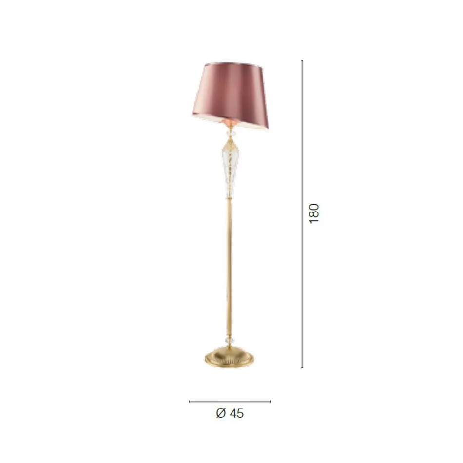 Classic Floor Lamp in Handcrafted Glass and Luxury Lampshade - Flanders Viadurini