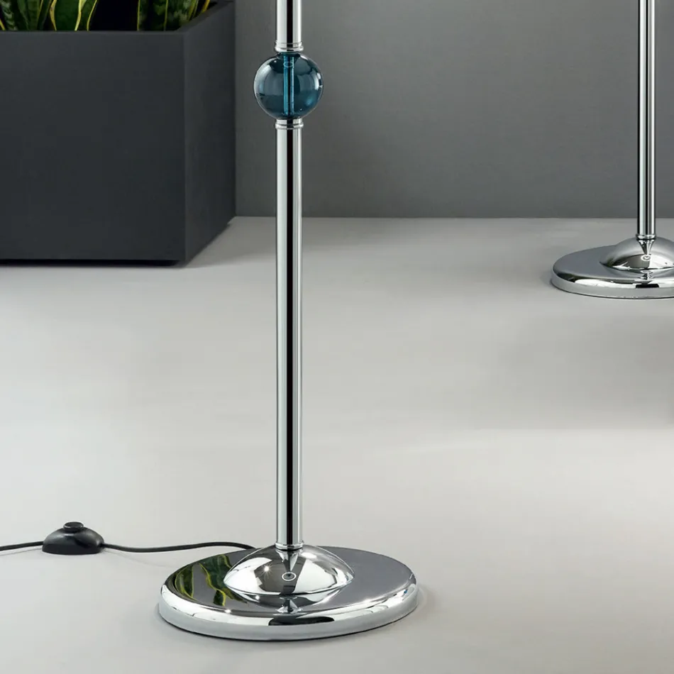 Classic Floor Lamp in Italian Artisan Glass and Lampshade - Memore Viadurini