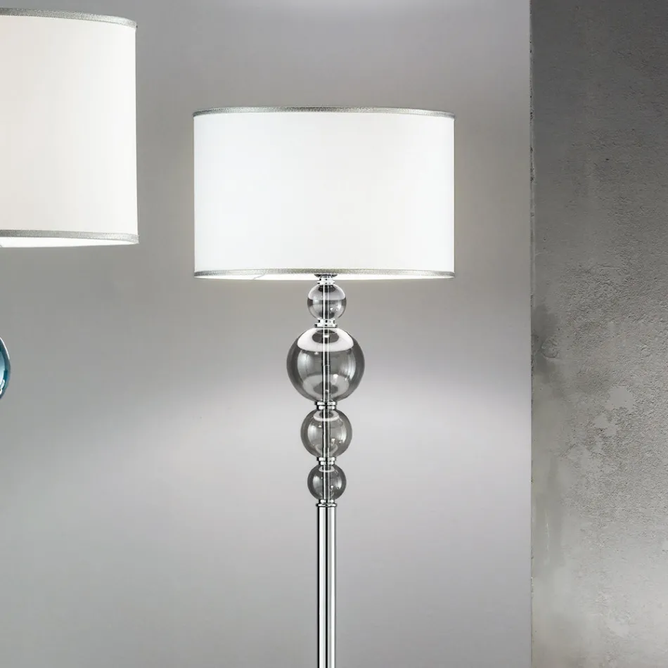 Classic Floor Lamp in Italian Artisan Glass and Lampshade - Memore Viadurini