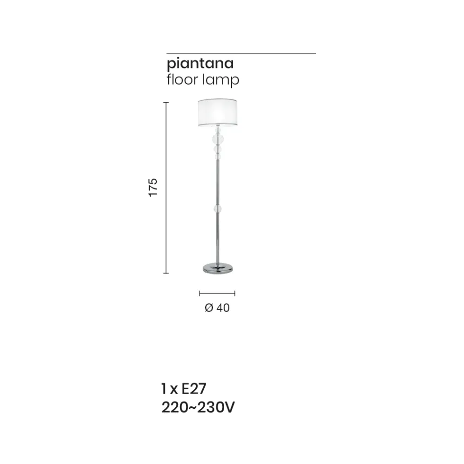 Classic Floor Lamp in Italian Artisan Glass and Lampshade - Memore Viadurini