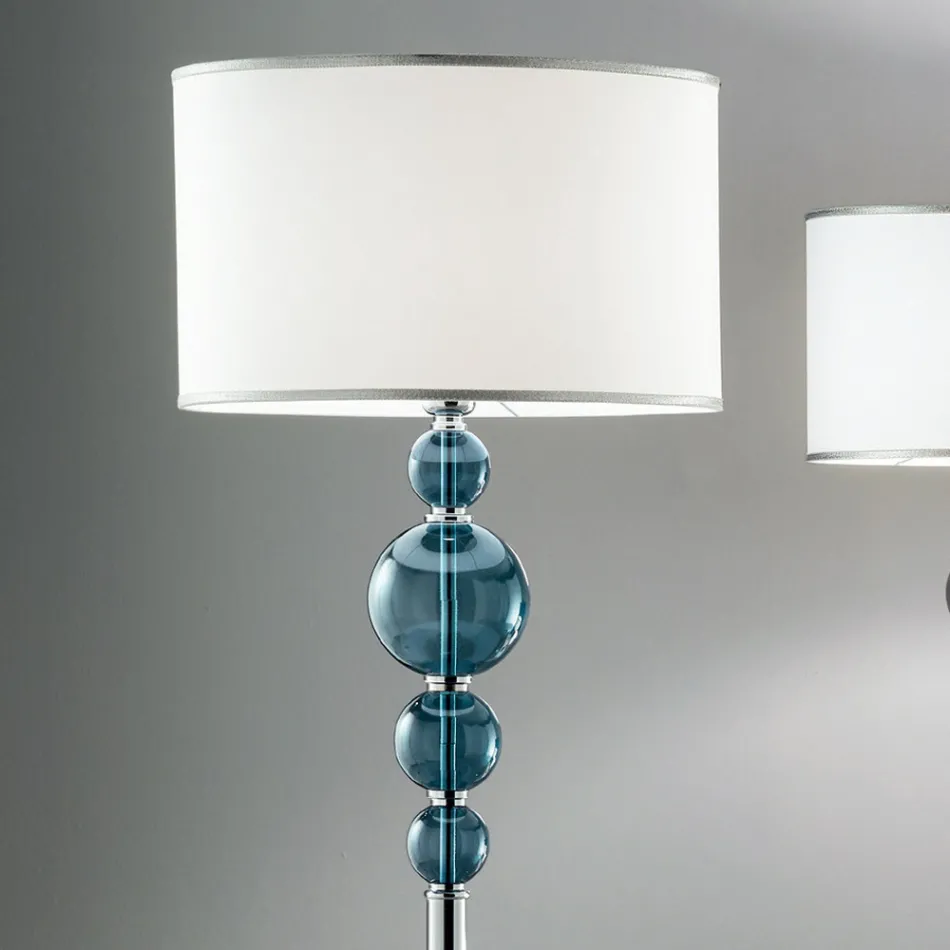 Classic Floor Lamp in Italian Artisan Glass and Lampshade - Memore Viadurini