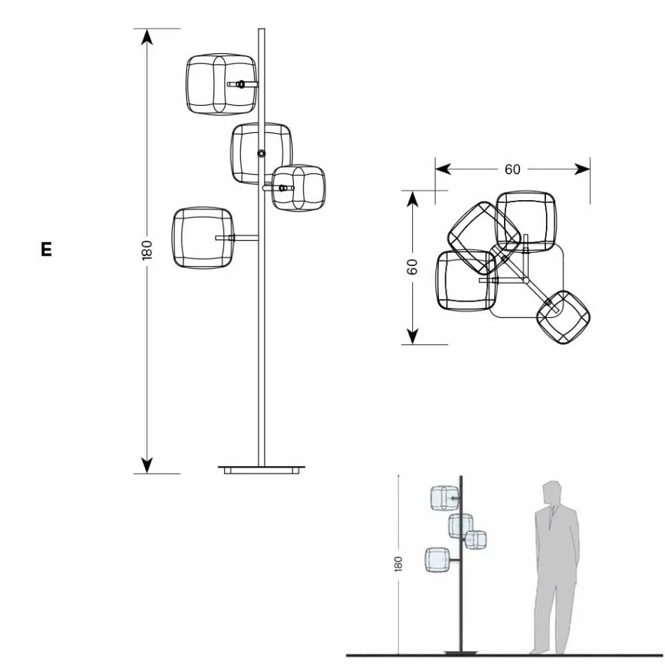 Design Floor Lamp with Shiny Metal Structure Made in Italy - Donatina Viadurini