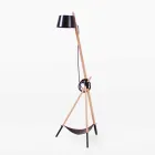 Design Floor Lamp in Beech Wood and Lacquered Metal - Avetta Viadurini