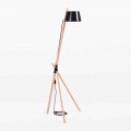 Design Floor Lamp in Beech Wood and Lacquered Metal - Avetta