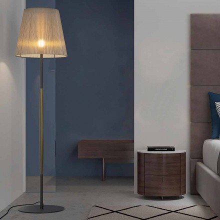 Design Floor Lamp in Metal, Wood and Organza Made in Italy - Boom Viadurini