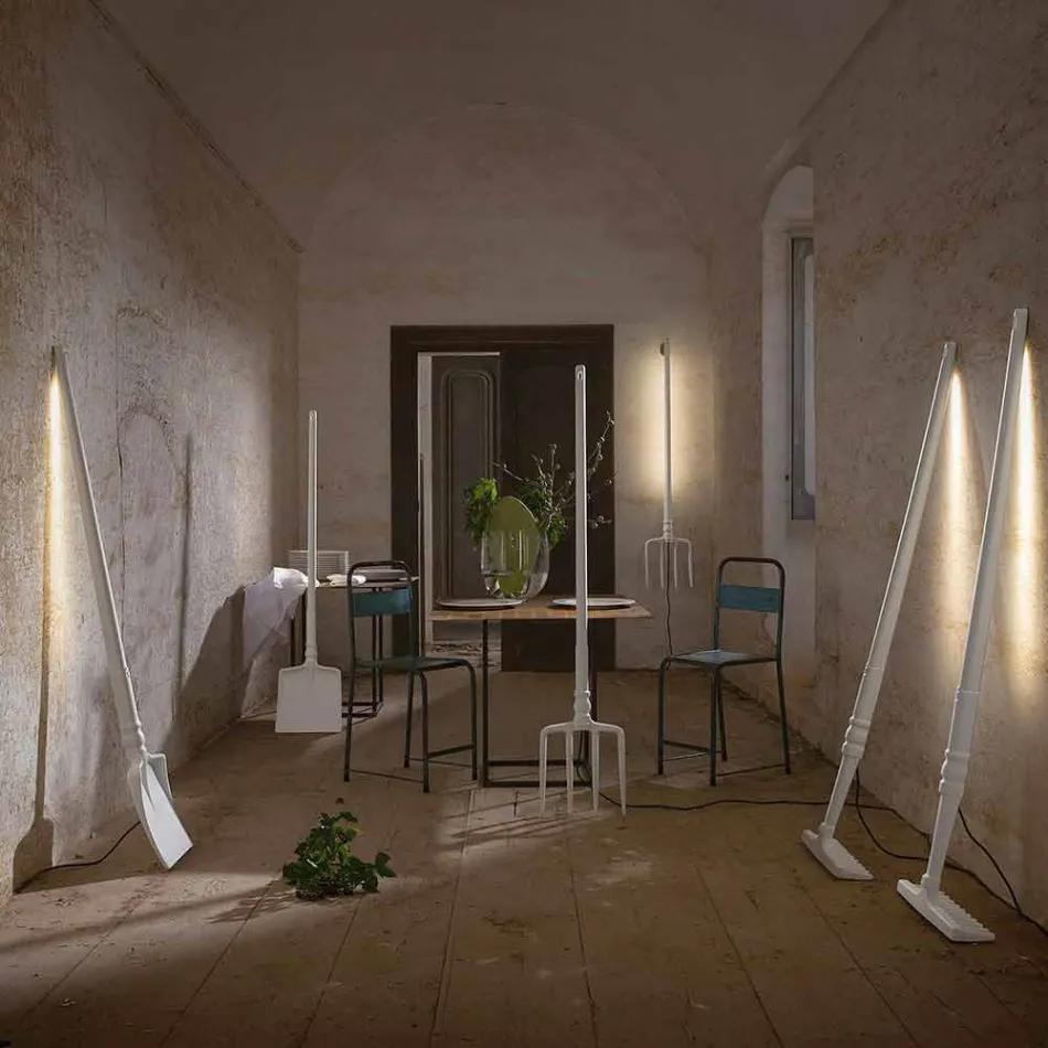 Outdoor Floor Lamp in White Technopolymer Design of 3 Forms - Tools Viadurini