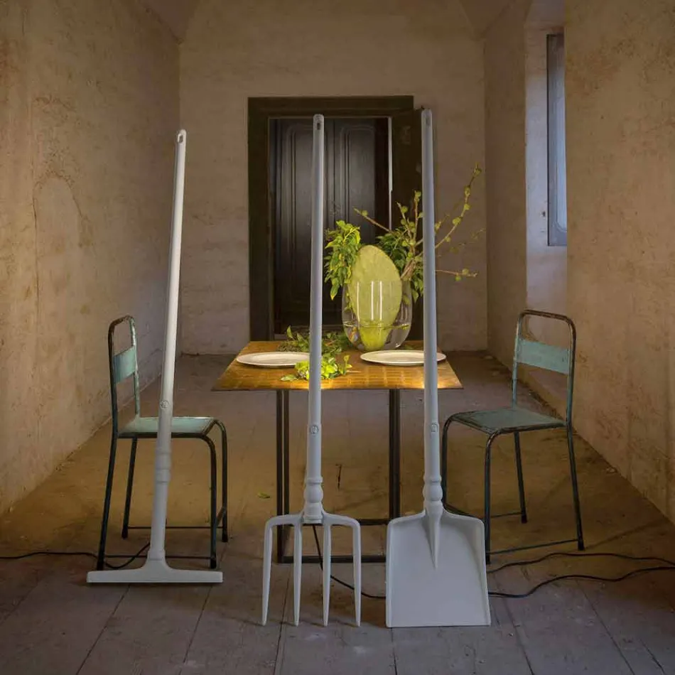 Outdoor Floor Lamp in White Technopolymer Design of 3 Forms - Tools Viadurini