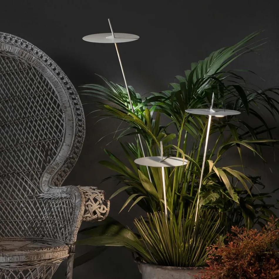 Garden Floor Lamp Aluminium White Design with Water Lily Leaf - Cipriam Viadurini
