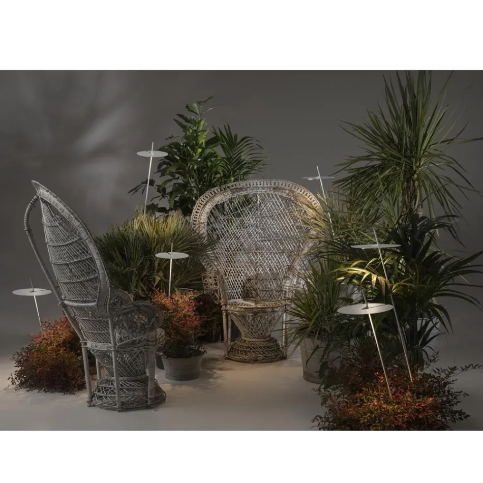 Garden Floor Lamp Aluminium White Design with Water Lily Leaf - Cipriam Viadurini