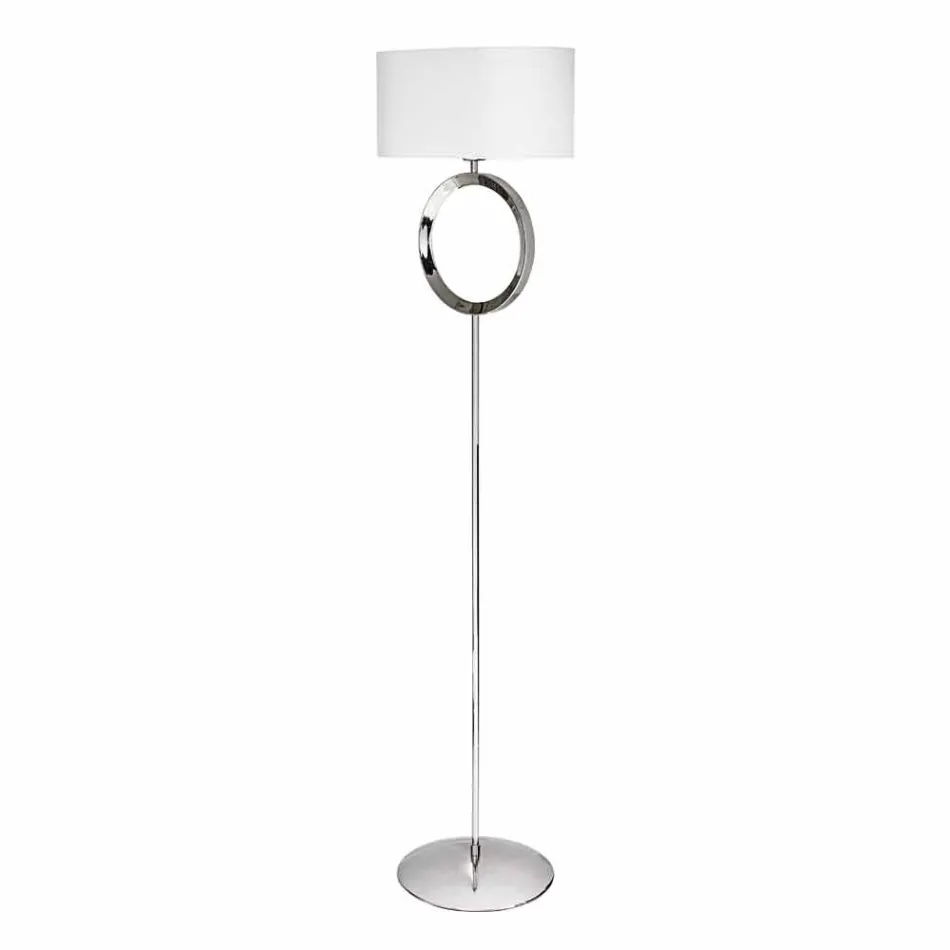 Floor lamp in steel with white lampshade Hmax 149,5cm Moon Viadurini