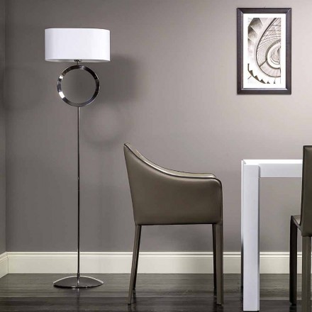 Floor lamp in steel with white lampshade Hmax 149,5cm Moon Viadurini