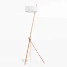 Floor Lamp in Wood and Metal with Details in Vegan Leather - Avetta Viadurini