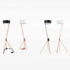 Floor Lamp in Wood and Metal with Details in Vegan Leather - Avetta Viadurini