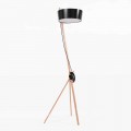 Floor Lamp in Wood and Metal with Details in Vegan Leather - Avetta