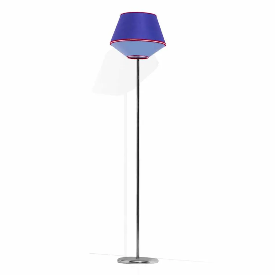 Floor Lamp in Chromed Metal with Fabric Lampshade Made in Italy - Soya Viadurini